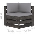vidaXL Salon de jardin 12 Pièces avec coussins Bois imprégné de gris