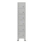 Casier de bureau armoire meuble de rangement pour bureau atelier chambre acier métallique avec 6 portes acier laqué 180 x 38 x 45 cm gris 03_0006350
