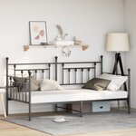 Cadre de lit daybed vidaXL Noir 107x203 cm en acier