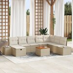 vidaXL Ensemble de canapé de jardin 9 pièces avec coussins Beige Poly Rattan