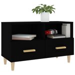 vidaXL Meuble TV Noir 80x36x50 cm Bois d'ingénierie
