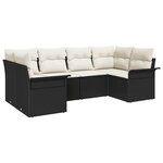 vidaXL Ensemble de canapé de jardin 6 pièces avec coussins Noir Poly Rattan