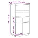 vidaXL Buffet haut 60x40x116 5 cm Bois massif de pin