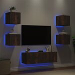 vidaXL Meuble TV muraux 5 Pièces avec lumières LED chêne fumé