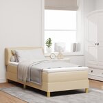 Lit à ressort vidaXL avec matelas - Crème - 80x200 cm - Tissu
