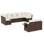 vidaXL Salon de jardin avec coussins 9 Pièces marron résine tressée