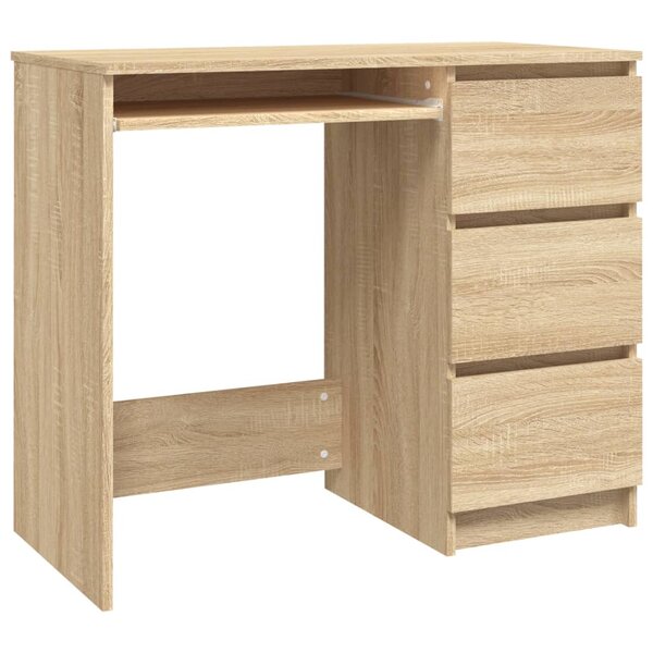 Bureau table poste de travail meuble d'ordinateur informatique étude chêne sonoma 90 x 45 x 76 cm bois d’ingénierie brun 02_0023663