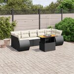 vidaXL Salon de jardin 8 Pièces avec coussins noir résine tressée