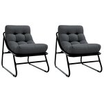 vidaXL Chaises Relaxantes de Jardin 2 Pièces avec Coussin Noir 60x80x71 cm Acier