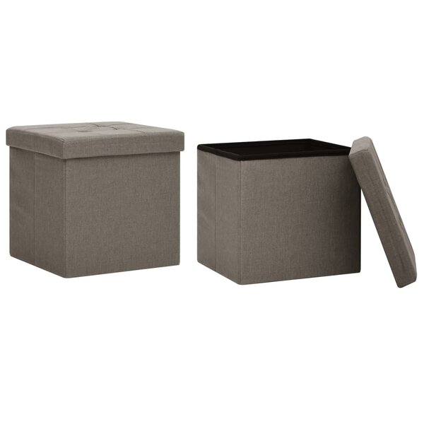 vidaXL Tabourets de rangement pliables lot de 2 taupe faux lin