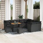 Ensemble de canapé de jardin 12 pièces avec coussins en rotin poly noir