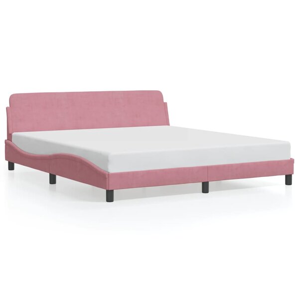 VidaXL Cadre de lit et tête de lit sans matelas rose 180x200cm velours