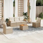 vidaXL Salon de jardin avec coussins 6 Pièces beige résine tressée