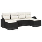 Ensemble de canapés de jardin 6 pièces avec coussins en poly rattan noir vidaXL