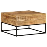vidaXL Table basse 68x68x41 cm Bois de manguier brut
