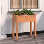 vidaXL Jardinière sur roues avec doublure brun 71x37x80 cm bois sapin