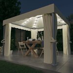 vidaXL Tonnelle et rideau et guirlande lumineuse LED 3x3 m Blanc crème