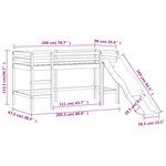 vidaXL Lit mezzanine enfants avec tour rose 90x200 cm bois pin massif