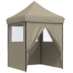 vidaXL Tente de réception pliable escamotable 4 parois latérales taupe