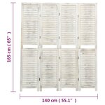 vidaXL Cloison de séparation 4 panneaux Blanc antique 140x165 cm Bois