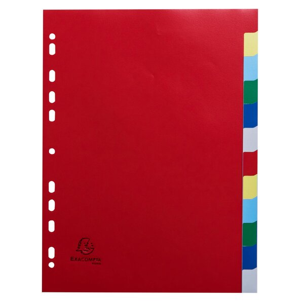 Intercalaires Polypropylène Souple 12 Positions - A4 - Couleurs Assorties - X 50 - Exacompta