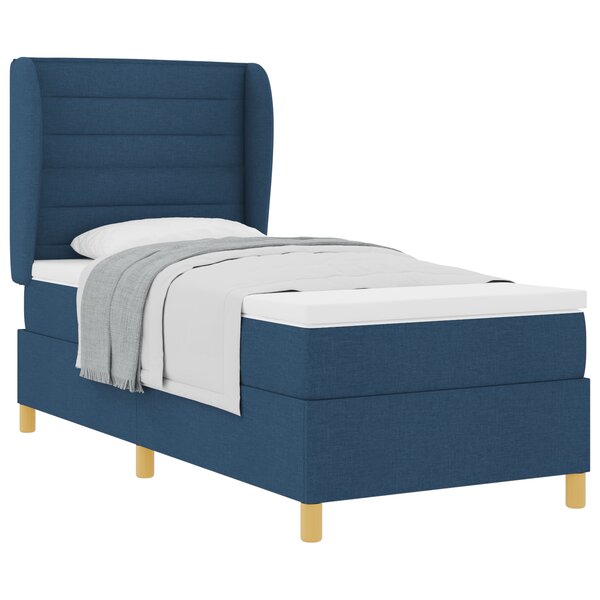 Lit coffre avec matelas vidaXL Bleu 100x200 cm en tissu