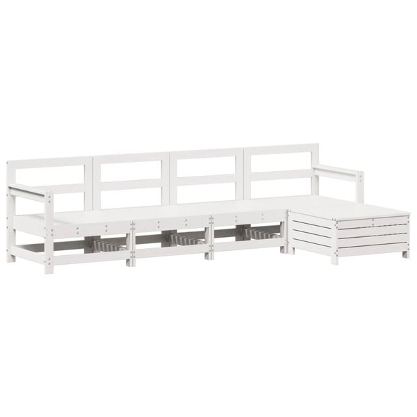vidaXL Salon de jardin 5 Pièces blanc bois massif de pin