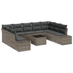vidaXL Ensemble de canapé de jardin de 9 pièces avec coussins noirs en poly rotin
