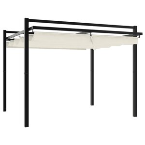 vidaXL Tonnelle de jardin avec toit rétractable crème 3x3 m aluminium