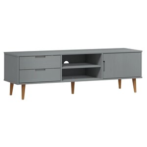 vidaXL Meuble TV MOLDE Gris 158x40x49 cm Bois de pin massif