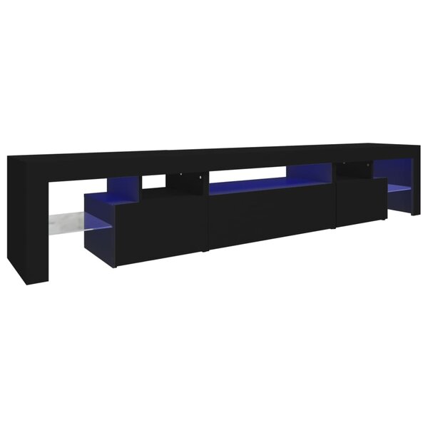 vidaXL Meuble TV avec lumières LED Noir 215x36 5x40 cm