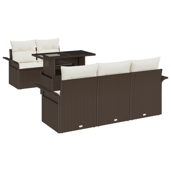 vidaXL Ensemble de Canapé de Jardin de 6 pièces avec Coussins Marron Rattan Poly
