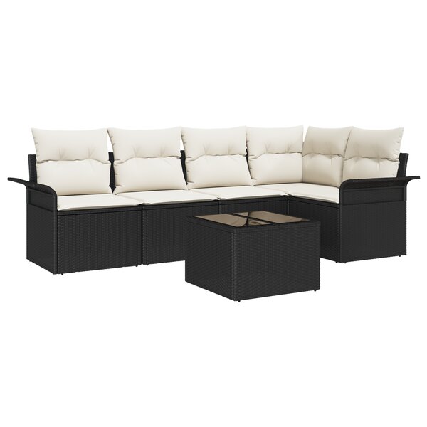 vidaXL Ensemble de canapé de jardin 5 pièces avec coussins Brown Poly Rattan