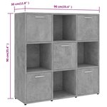 vidaXL Bibliothèque Gris béton 90x30x90 cm Bois d’ingénierie
