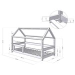 Lit cabane avec étagère 90 x 180 naturel et gris