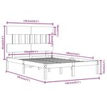 vidaXL Cadre de lit bois massif 135x190 cm double
