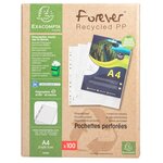 100 Pochettes Perforées Pp Recyclé Forever 6/100e - Cristal Translucide - X 10 - Exacompta