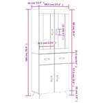 vidaXL Buffet haut Sonoma gris 69 5x34x180 cm Bois d'ingénierie