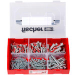 Fischer jeu de chevilles murales avec vis fixtainer duopower 210 pcs