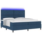 vidaXL Lit à ressorts avec matelas & LED Bleu 200x200 cm Tissu