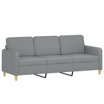 vidaXL Ensemble de canapés 3 Pièces avec coussins Gris clair Tissu