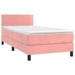 vidaXL Sommier à lattes de lit avec matelas LED Rose 100x200cm Velours