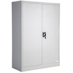 Armoire de bureau verrouillable dotée de 3 étagères meuble 4 niveaux gris 08_0000381