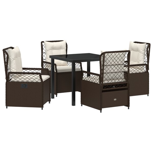 vidaXL 5 Pièces Set de Dîner de Jardin en Poly Rattan Marron
