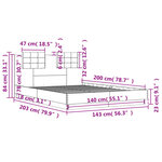 vidaXL Cadre de lit avec LED sans matelas sonoma gris 140x200 cm