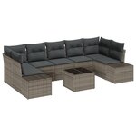 vidaXL Ensemble de Canapés de Jardin 8 Pièces avec Coussins Gris en Rattan Synthétique