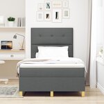vidaXL Lit à ressorts avec matelas gris foncé petit double en tissu