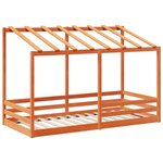 vidaXL Lit pour enfants et toit cire marron 100x200 cm bois massif pin