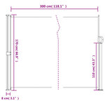 vidaXL Auvent latéral rétractable terre cuite 170x300 cm