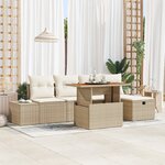 vidaXL Ensemble de canapé de jardin 6 pièces avec coussins beige en poly rattan